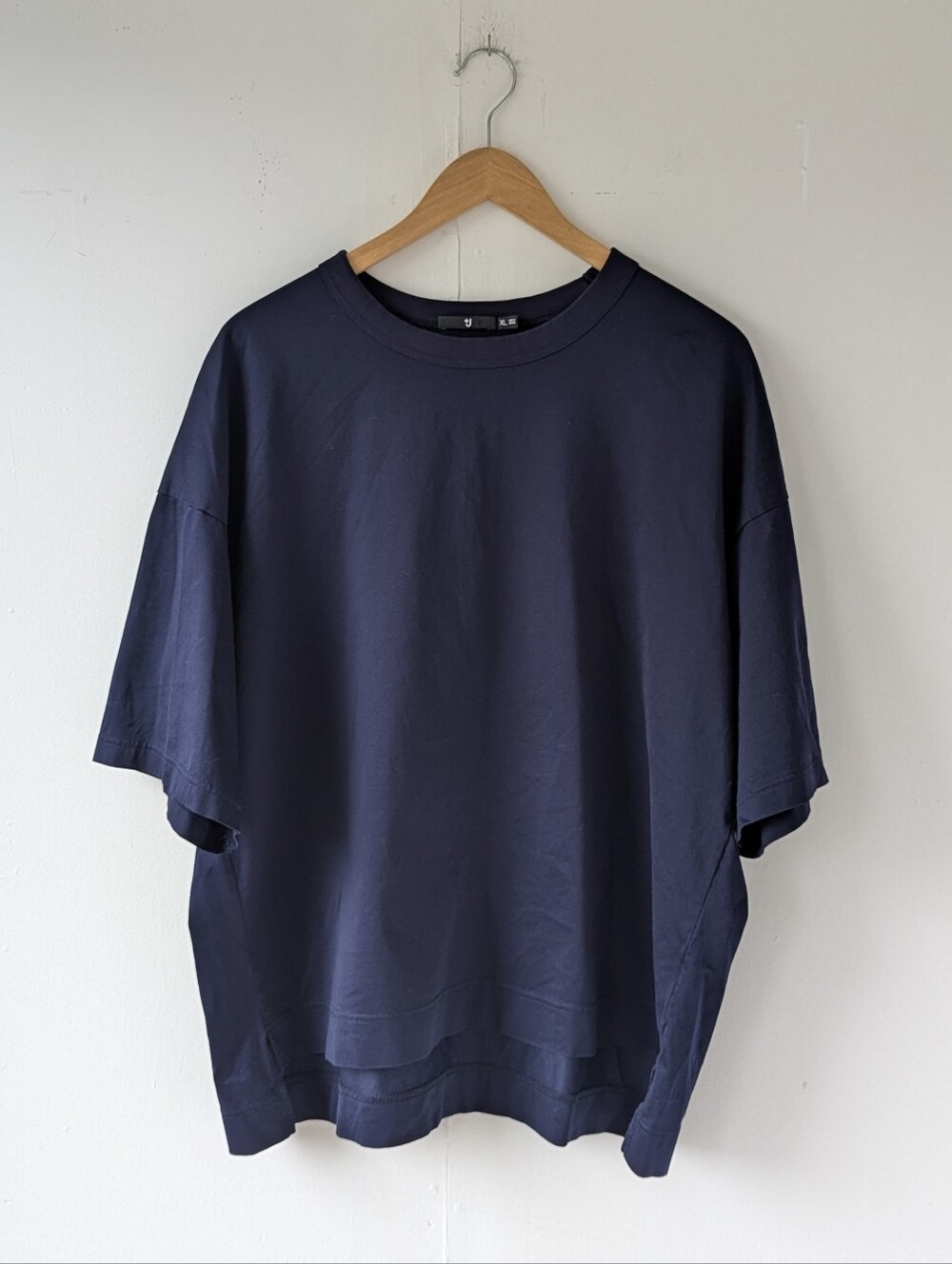 +J Uniqlo x Jil Sander Women's Oversized Half Sleeve T-shirt Navy Size XL
